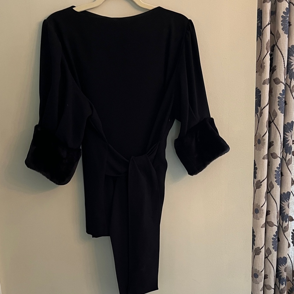 Zara Black Top with Fur Cuffs